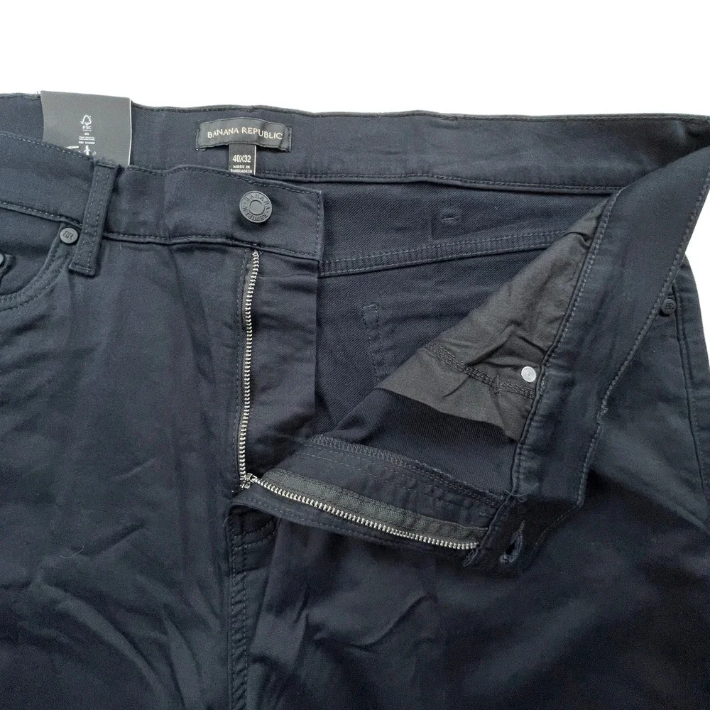 NWT Banana Republic Mens 40x32 5 Pocket Flat Front Slim Fit Stretch Pant‎ Black